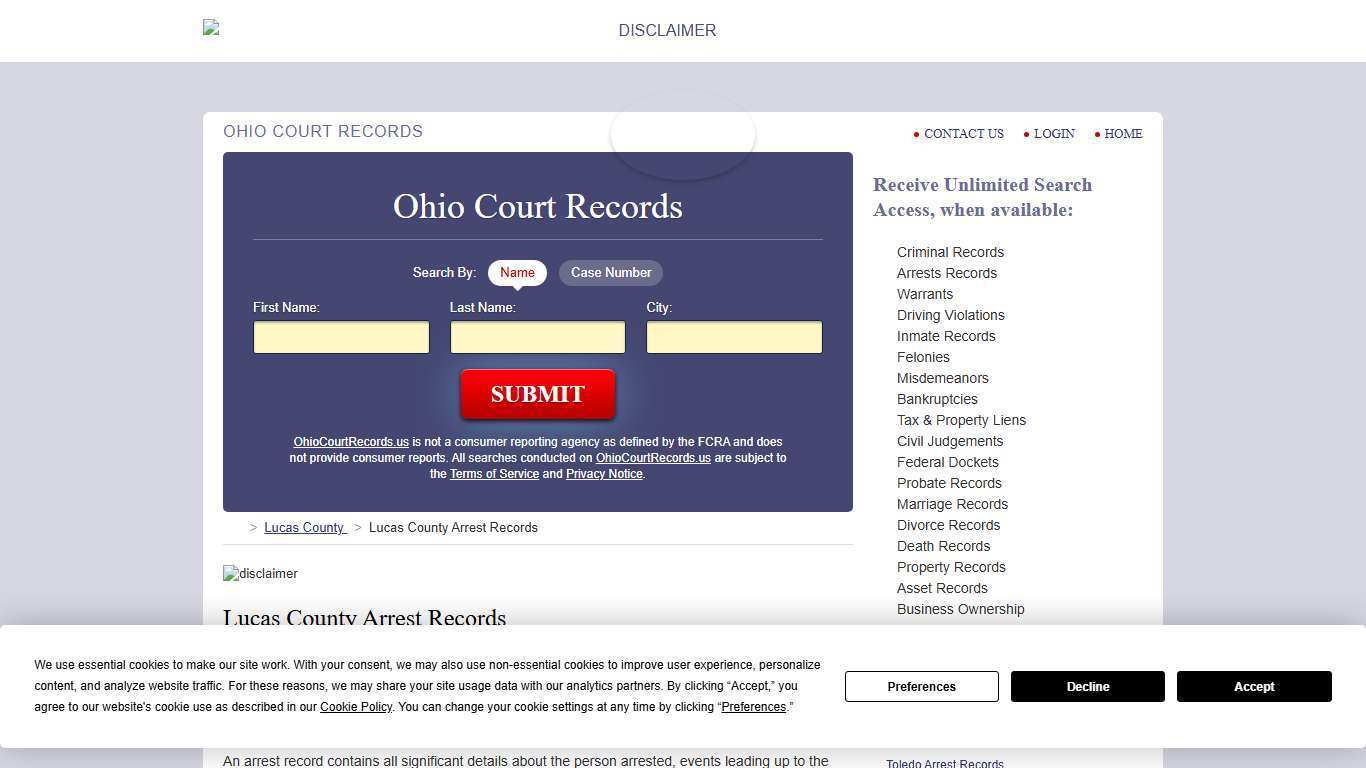 Lucas County Arrest Records | OhioCourtRecords.us